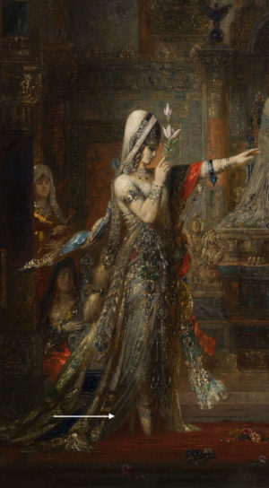 Moreau, Salome, 1876, Hammer Museum, detail. Note how her feet appear to hover above ground. 