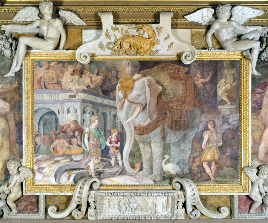 Workshop of Rosso Fiorentino, The Royal Elephant, Gallery of Francis I, Château de Fontainebleau, 1528-1540, fresco (photo: cea +, CC BY 2.0)