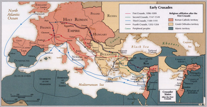 Map with the First through Fourth Crusades, from Atlas of the Middle East, Central Intelligence Agency, 1993