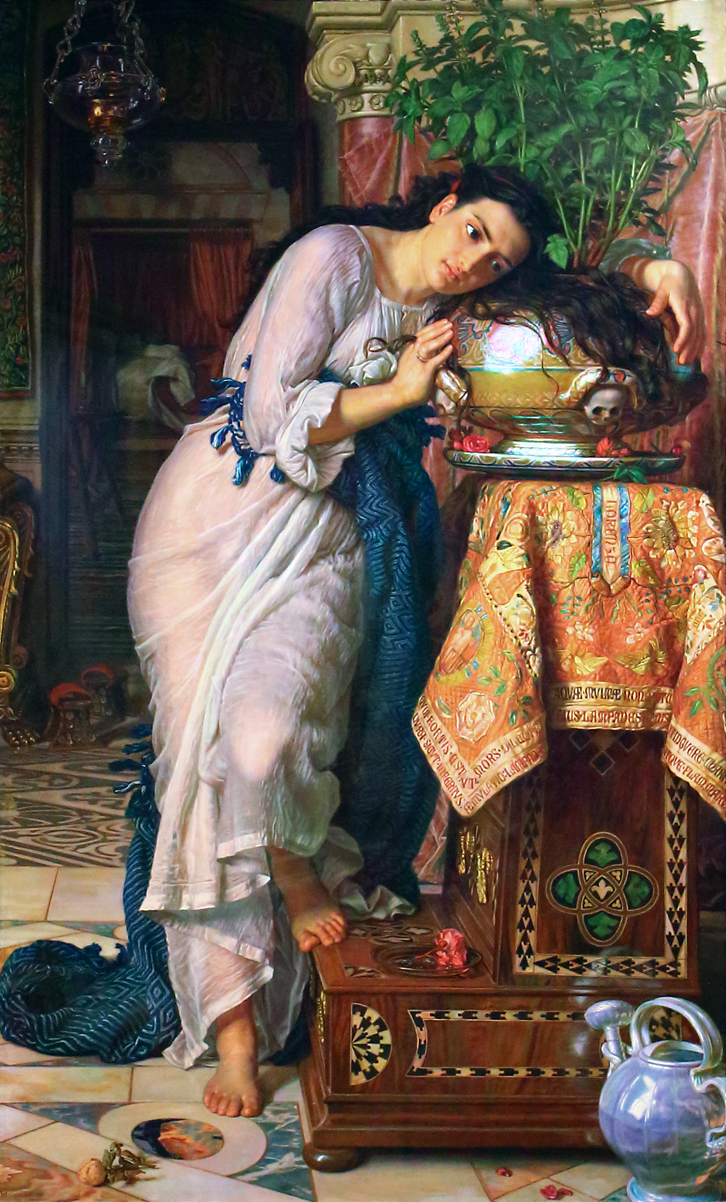 William Holman Hunt, Isabella or the Pot of Basil, 1866-8, retouched 1886, oil on canvas, 187 x 116.5 cm (Laing Art Gallery, Newcastle Upon Tyne)