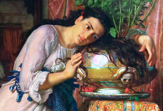 William Holman Hunt, Isabella or the Pot of Basil, 1866-8, retouched 1886,detail, oil on canvas, 187 x 116.5 cm (Laing Art Gallery, Newcastle Upon Tyne)