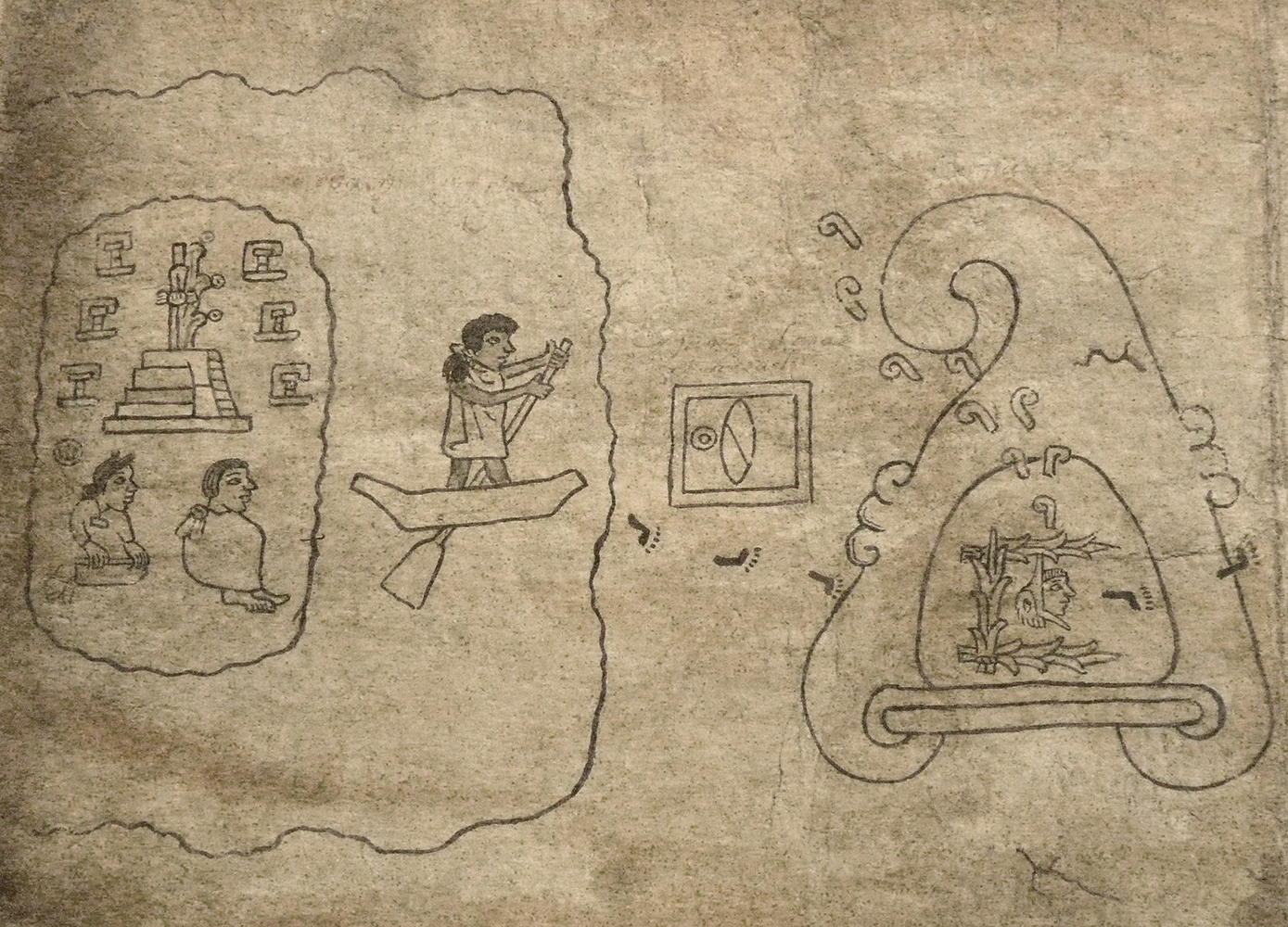 Codex Boturini, early 16th century, 19.8 x 25.4 centimeters, ink on amatl paper, Viceroyalty of New Spain, folio 1 (Museo Nacional de Antropología, Mexico City)