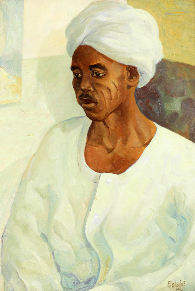 Ibrahim El-Salahi, Portrait of a Sudanese Gentleman, 1951, oil on board, 52.5 x 36cm (private collection)