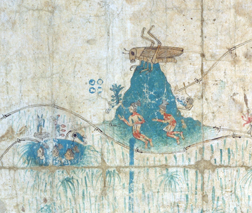 Detail of grasshopper, Mapa Sigüenza, 16th century, amatl paper, 54.5 x 77.5 cm (Museo Nacional de Antropología, Mexico City)