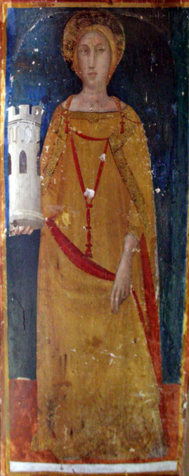 Ferrer Bassa, St. Barbara, fresco, Chapel of Saint Michael, Santa María of Pedralbes, Barcelona, Catalonia, Spain, 1343/1346-1348 (public domain)