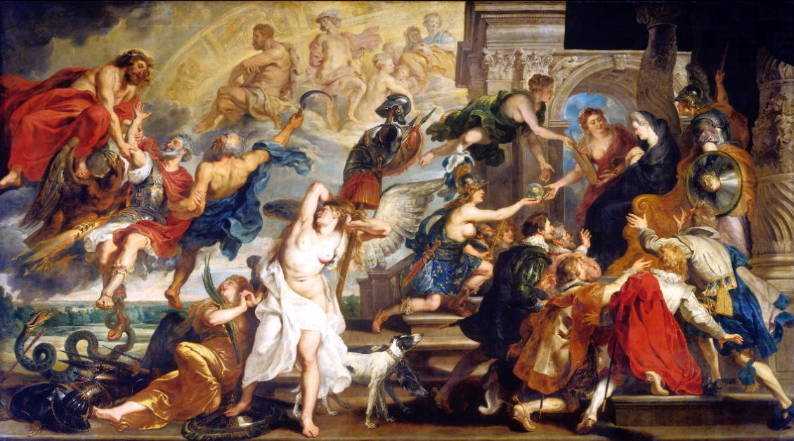 Peter Paul Rubens, The Apotheosis of Henry IV and the Proclamation of the Regency of Marie de’ Médici, c. 1622-1625, oil on canvas, 394 x 727 cm (Musée du Louvre, Paris)