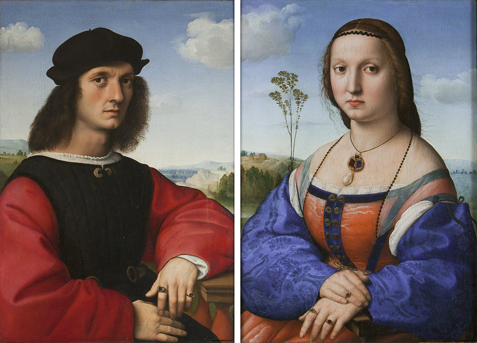 Raphael, Portraits of Agnolo and Maddalena Doni, c. 1504-07, oil on panel, 63.5 x 45 cm (Uffizi)