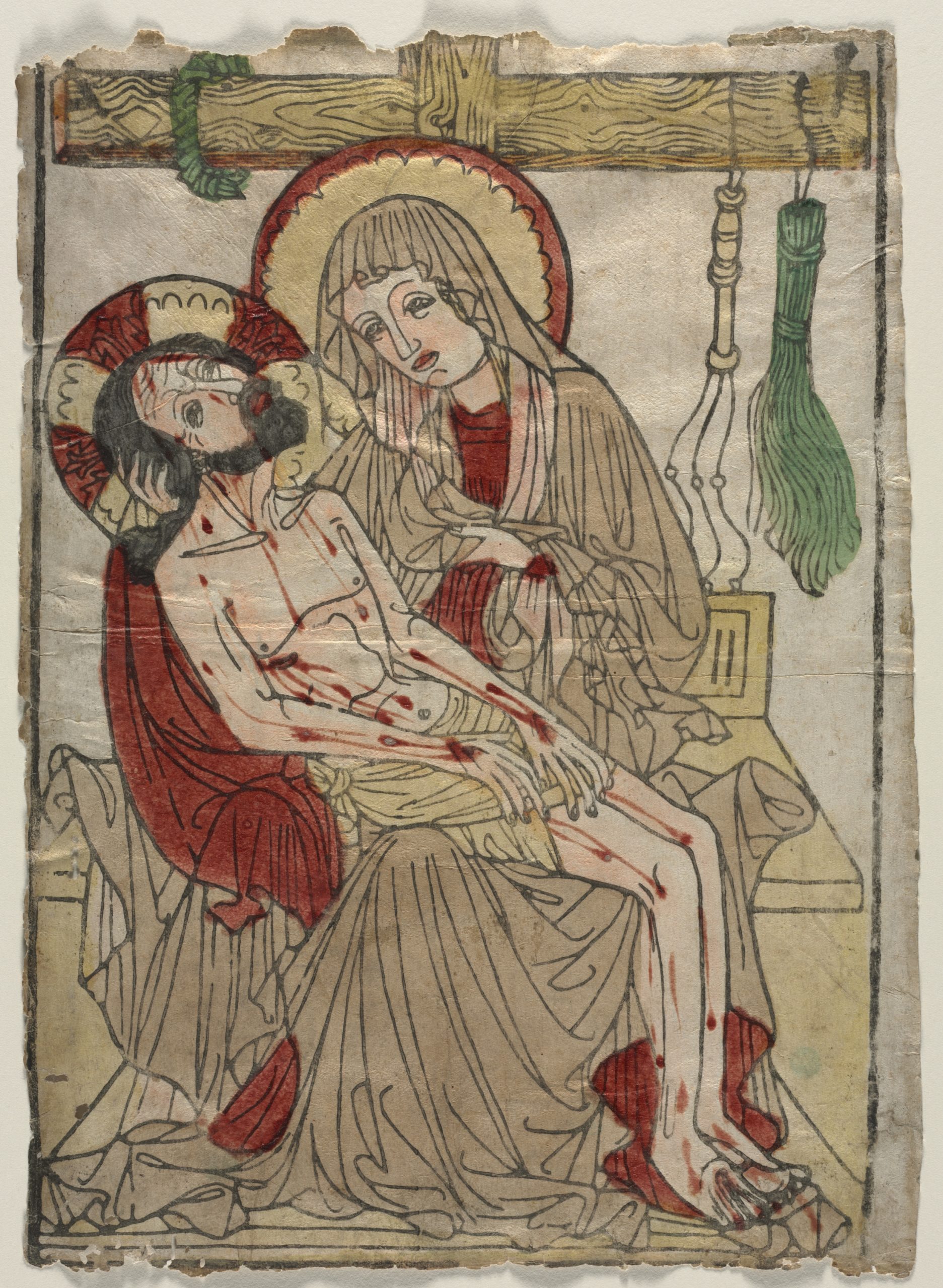 Southern Germany, Swabia, Pietà, ca. 1460, woodcut, hand colored with watercolor, 38.7 x 28.8 cm (Cleveland Museum of Art, Cleveland 2002.4)