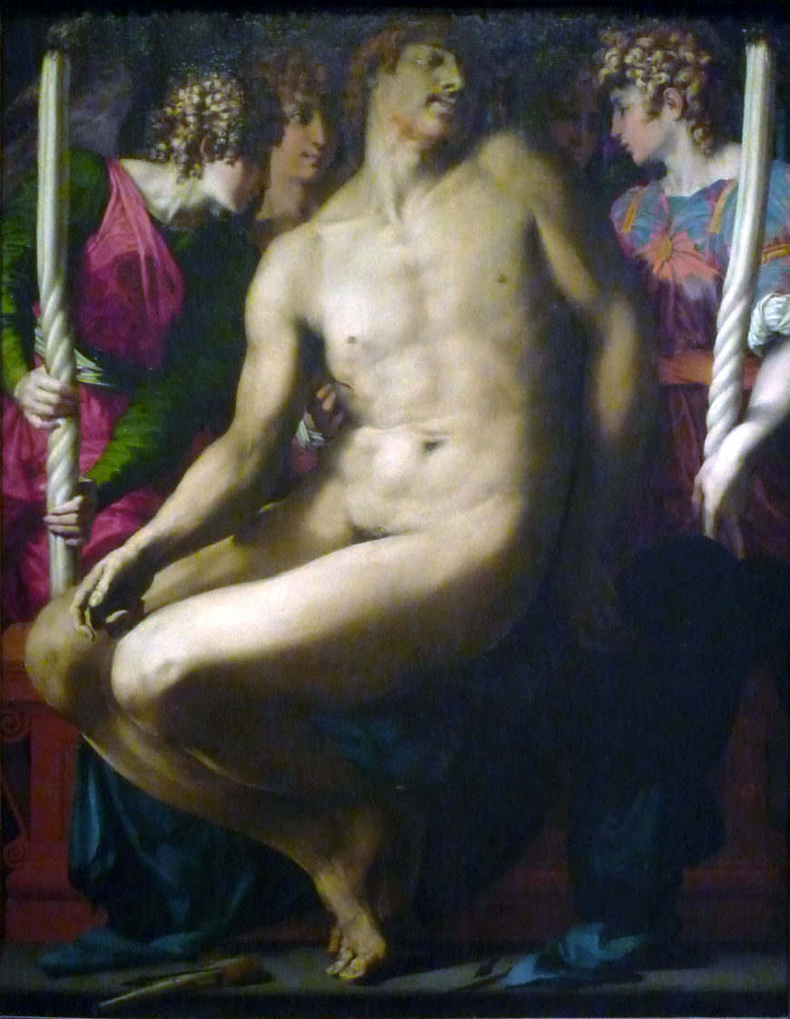 Rosso Fiorentino, The Dead Christ with Angels, c. 1524-7, oil on panel, 133.4 x 104.1 cm (52-1/2 x 41 inches) (Museum of Fine Arts, Boston; photo: Steven Zucker, CC BY-NC-SA 2.0)