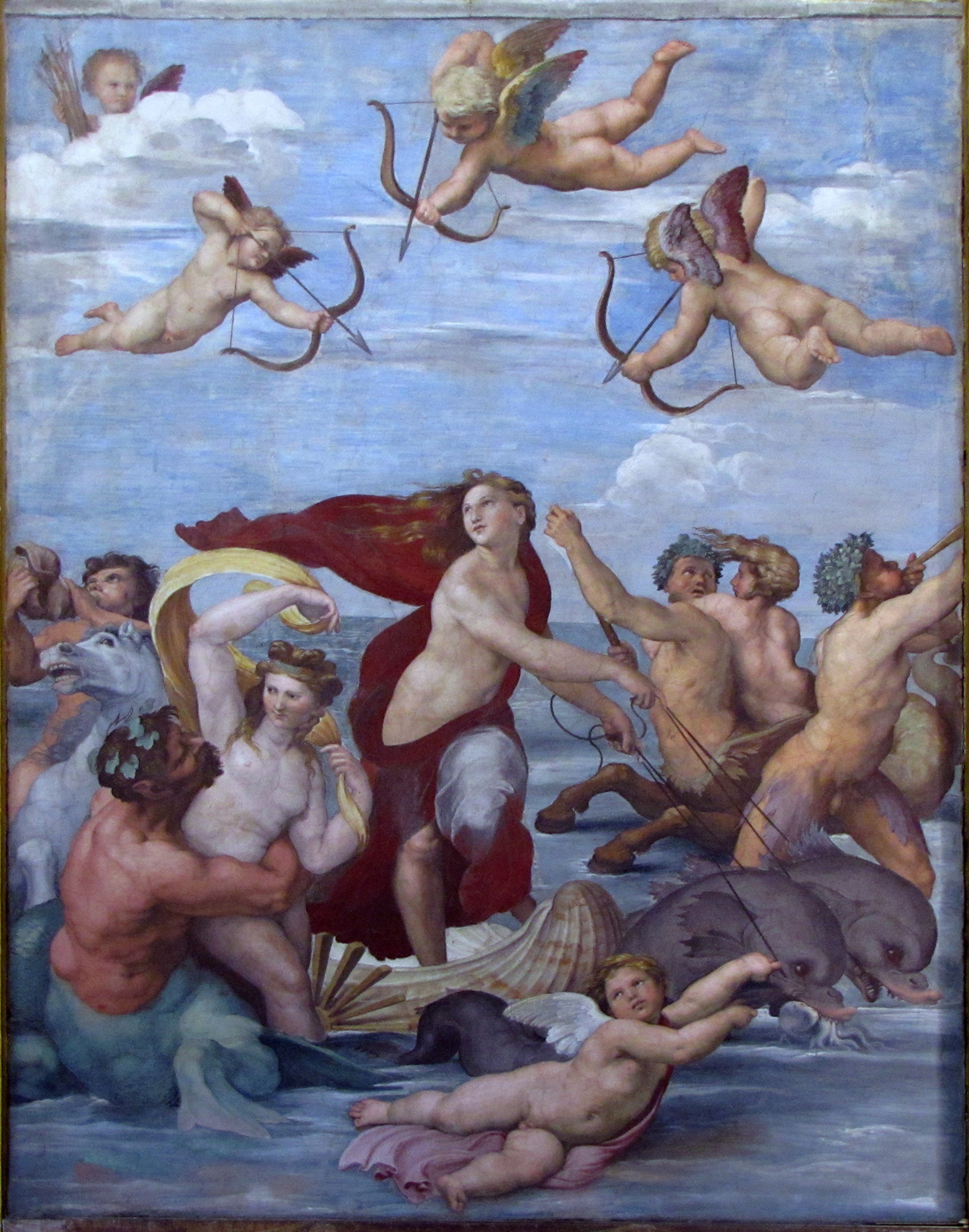 Raphael, Galatea, c. 1513, fresco, Villa Farnesina, Roma, 9 pies 8 pulgadas x 7 pies 5 pulgadas