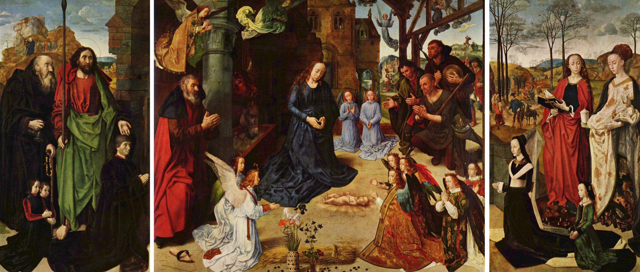 Hugo van der Goes, Portinari Altarpiece, c. 1476, oil on wood, 274 x 652 cm when open (Uffizi)
