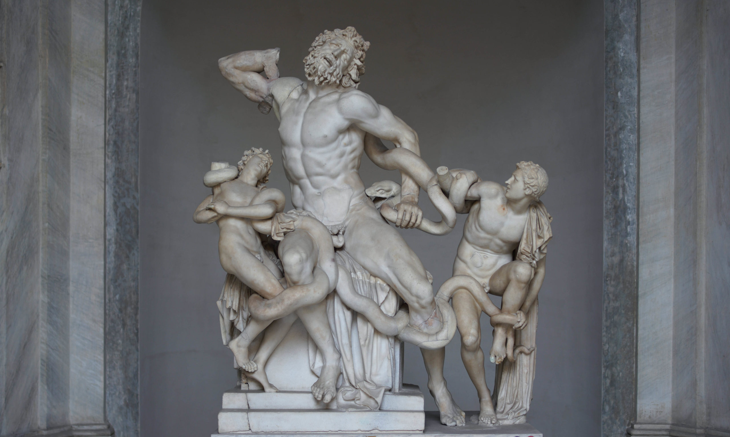 Athanadoros, Hagesandros, and Polydoros of Rhodes, Laocoön and his Sons, early first century C.E., marble, 7'10 1/2" high (Vatican Museums; photo: Steven Zucker, CC BY-NC-SA 2.0)
