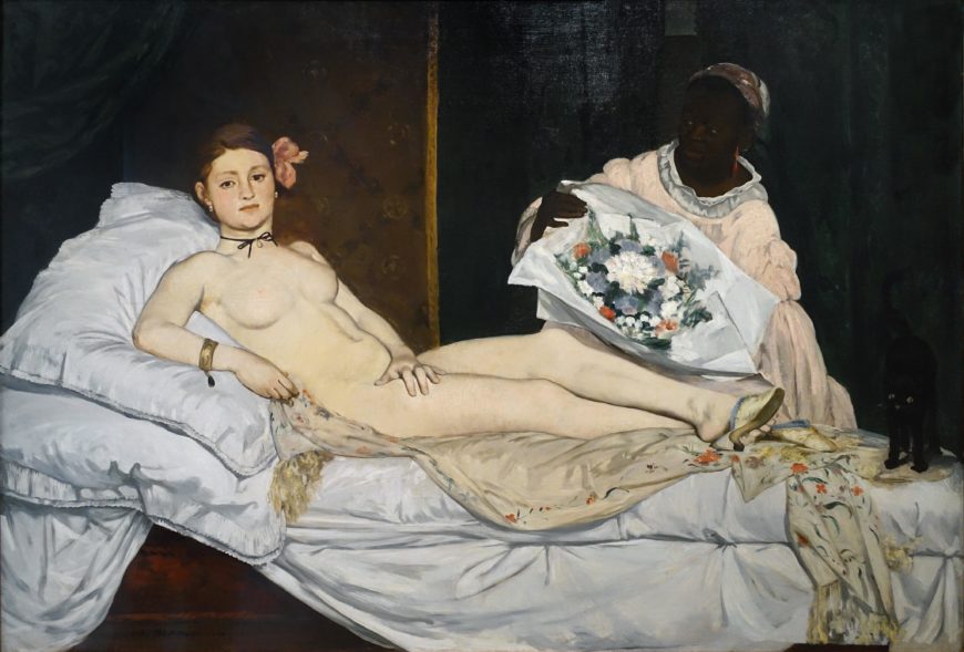 Édouard Manet, Olimpia, 1863, óleo sobre lienzo, 130 x 190 cm (Musée d'Orsay, París; foto: Steven Zucker, CC BY-NC-SA 2.0)