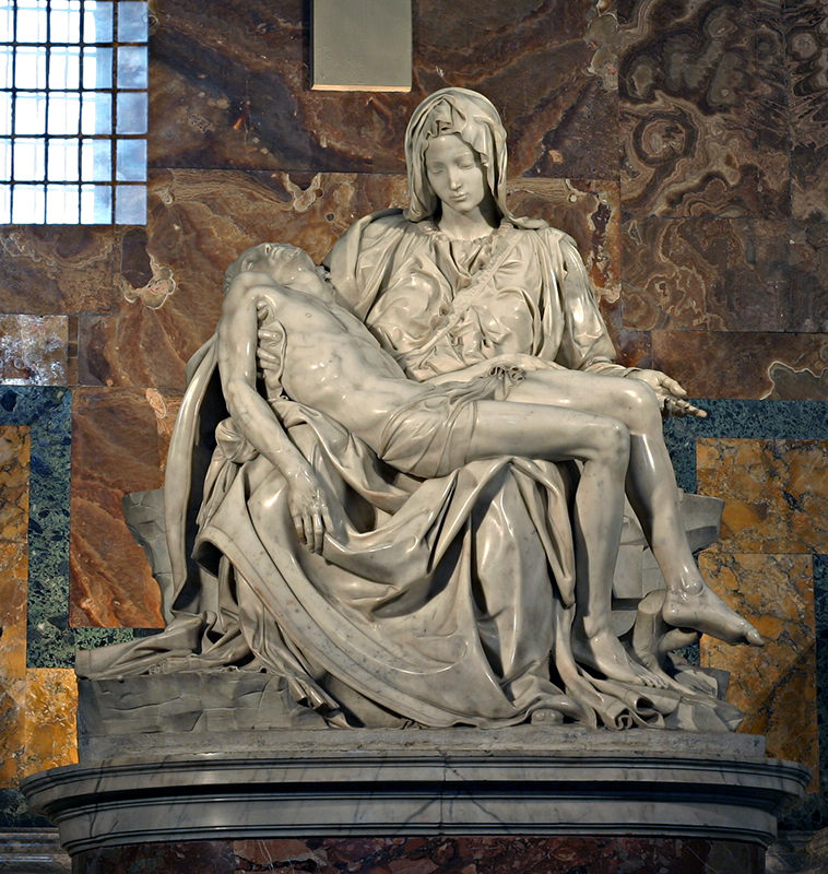 Michelangelo, Pietà, marble, 1498-1500 (Saint Peter’s Basilica, Rome. Photo: Stanislav Traykov, CC BY 2.5)