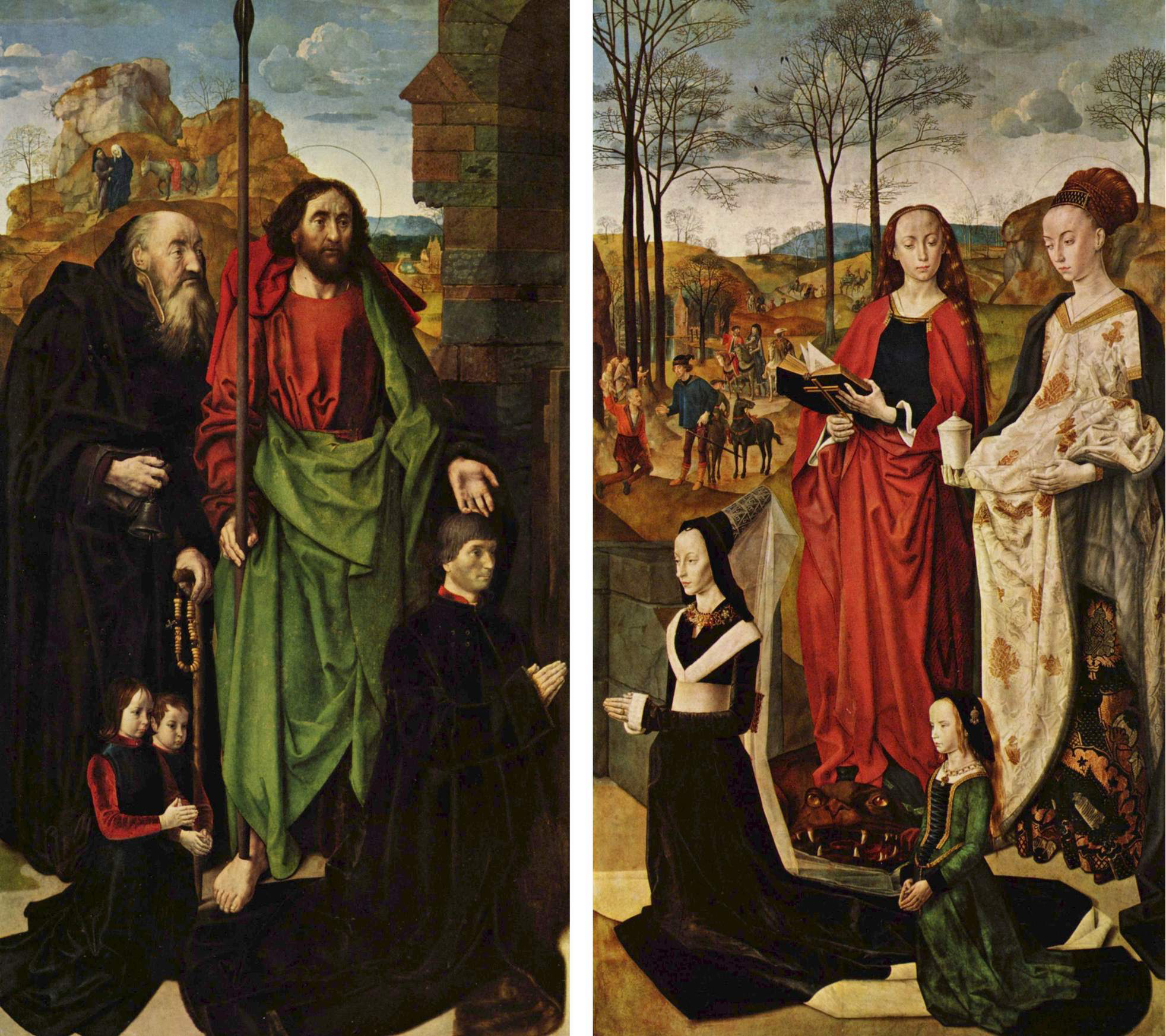 Hugo van der Goes, Portinari Altarpiece, side panels, c. 1476, oil on wood, 274 x 652 cm when open (Uffizi)