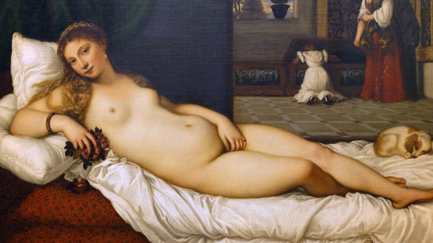 Tiziano, detalle de Venus de Urbino, 1538, óleo sobre lienzo, 119.20 x 165.50 cm (Galleria degli Uffizi, Florencia)