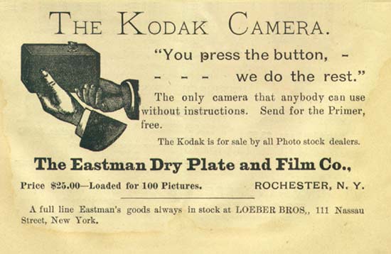 Advertisement for the Kodak camera, 1889