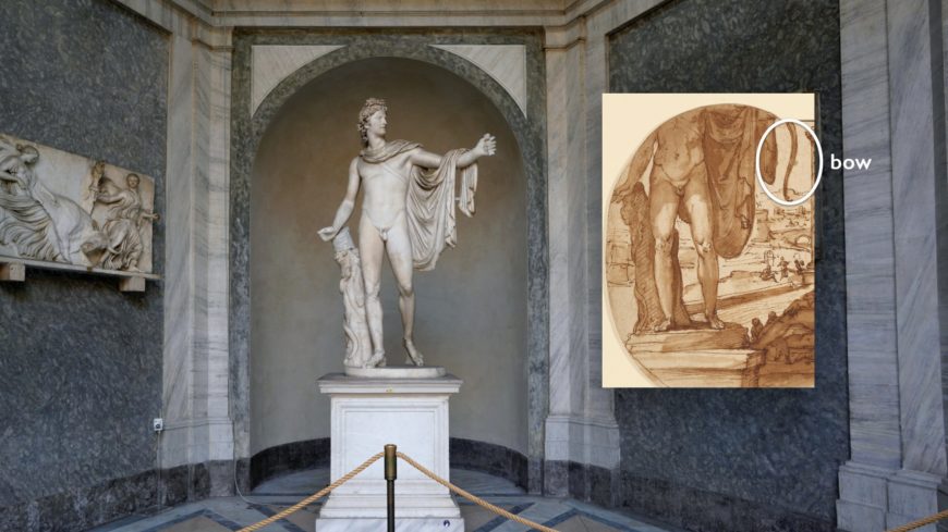 Apollo Belvedere (Roman copy of a Greek(?) original), original late 4th century B.C.E. marble, 2.3 m high (Vatican Museums, Rome)