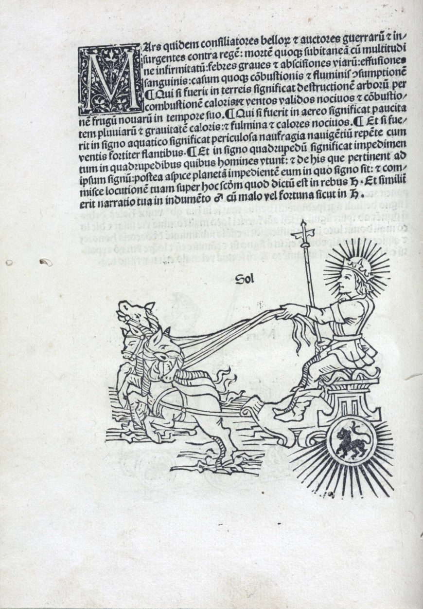 Albumasar, "Sol," in the Flores astrologiae, Augsburg: Erhard Ratdolt, November 18, 1488 (Rosenwald Collection, Rare Book and Special Collections Division, Library of Congress)