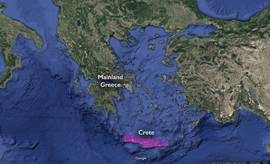 Map showing Crete (© Google)
