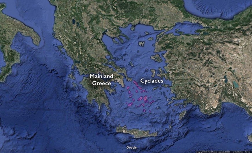 Map of the Cyclades (© Google)