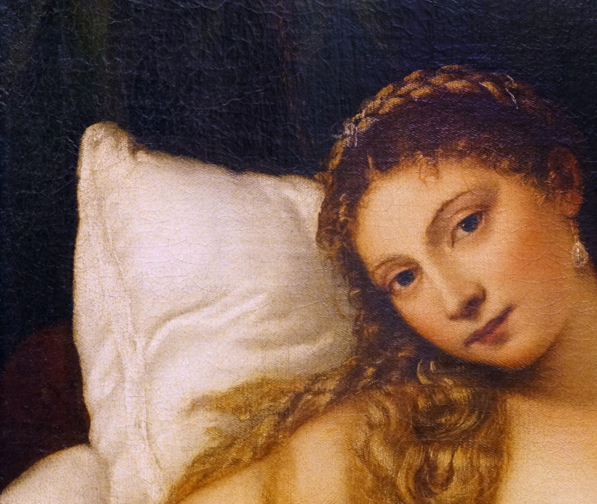 Tiziano, detalle de Venus de Urbino, 1538, óleo sobre lienzo, 119.20 x 165.50 cm (Galleria degli Uffizi, Florencia)