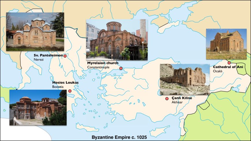 Map showing regional variations in Middle Byzantine architecture