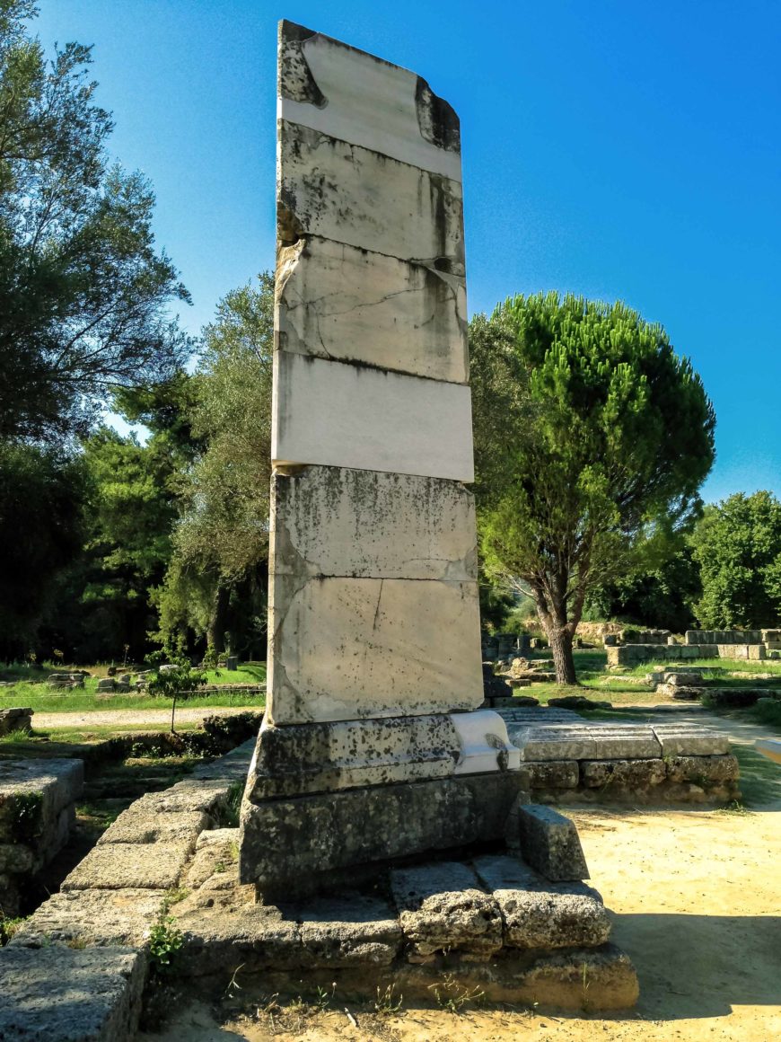 Plinth on which stood the Nike of Paionios across from the Temple of Zeus at Olympia