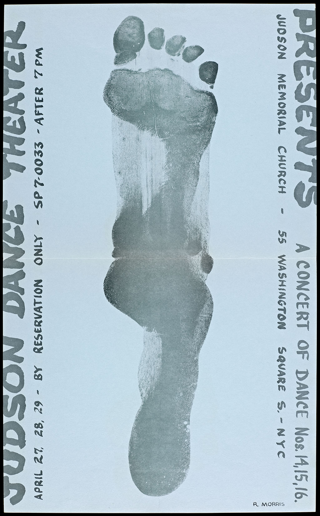 “A Concert of Dance Nos. 14, 15, 16,” Judson Memorial Church, New York, 1964. Design by Robert Morris. Offset print on paper. The Getty Research Institute