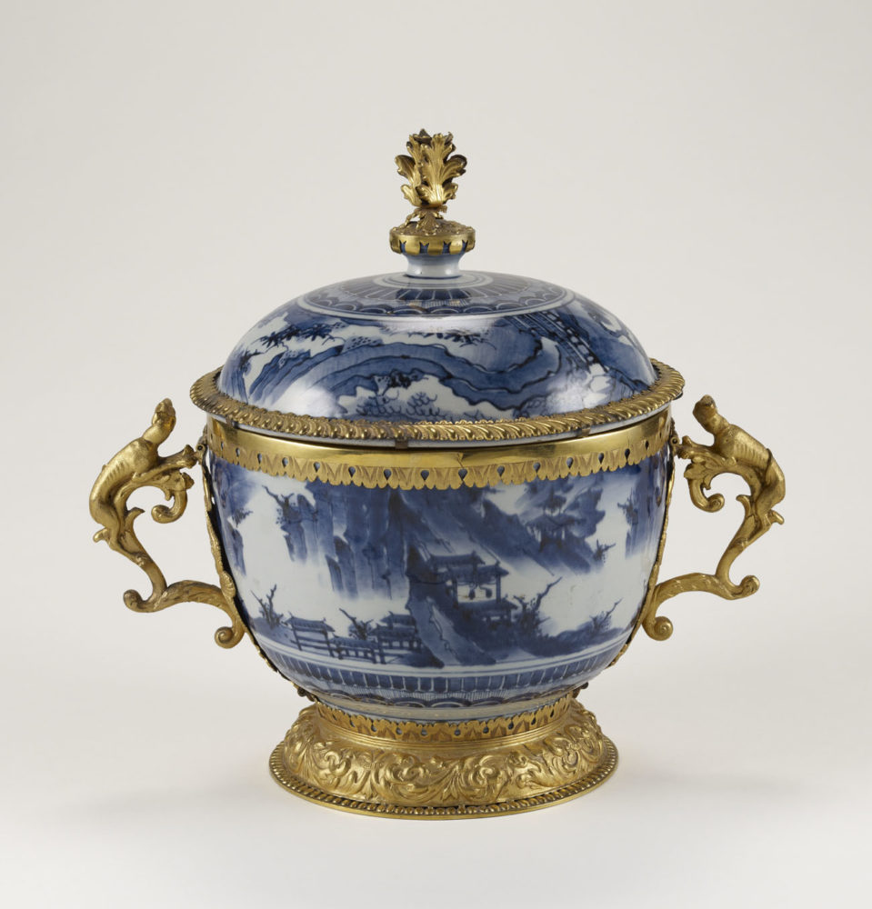 One of a pair of lidded and mounted bowls, late seventeenth century. Japanese porcelain and English gilt-bronze mounts, 13 9/16 x 15 x 10 1/16 in. The J. Paul Getty Museum, 85.DI.178.1. Digital image courtesy of the Getty’s Open Content Program