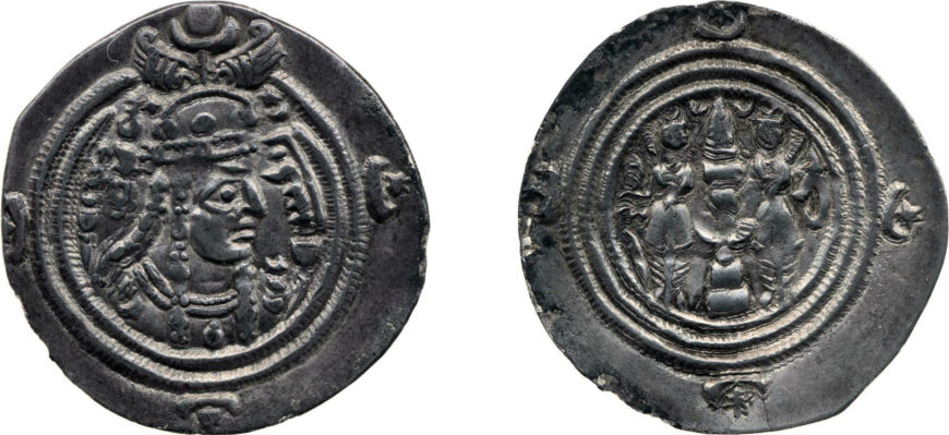 Drachm of Boran (r. c. 630), Sasanian Iran, 7th century C.E., silver, 29 mm diameter (© The Trustees of the British Museum)
