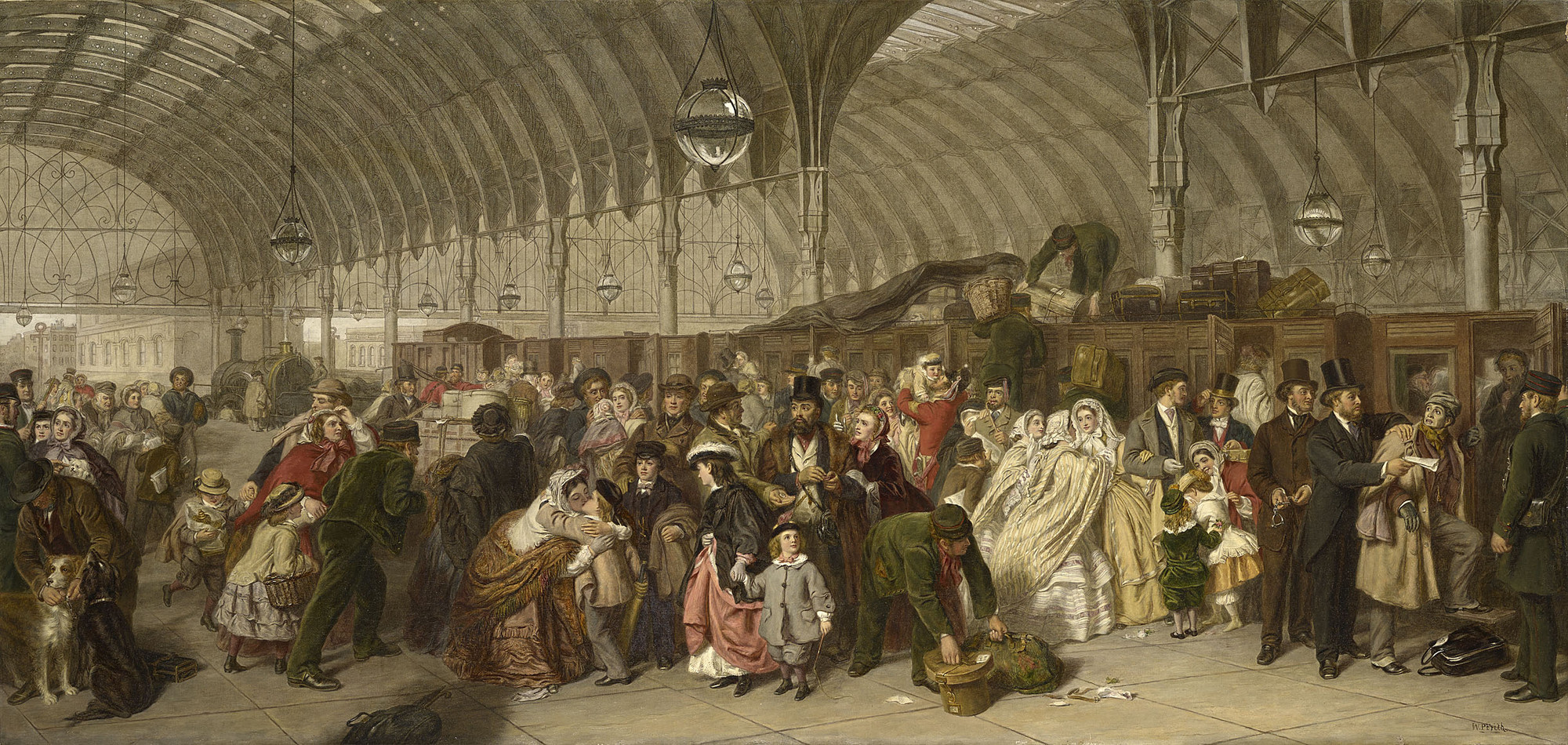William Powell Frith, The Railway Station, c.1862-1909, oil on canvas, 54.1 x 114.0 cm