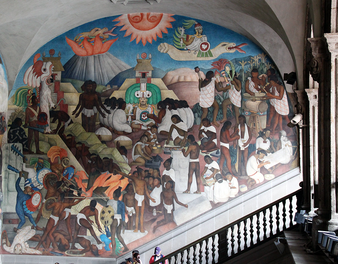 Diego Rivera, “The Aztec World,” History of Mexico murals, 1929-35, Palacio Nacional, Mexico City, fresco (photo: Gary Todd, CC0)