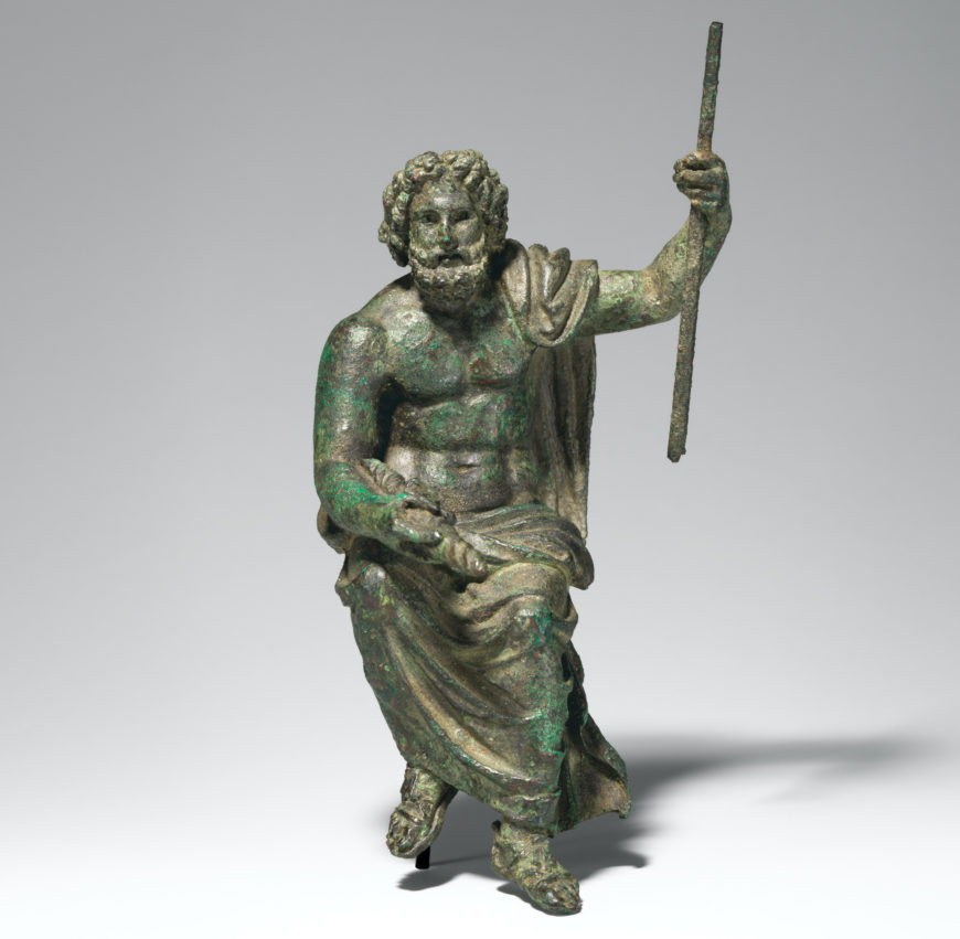 Bronze statuette of Jupiter Capitolinus, 1st–2nd century C.E., bronze, 11.9 x 6 . 5.1 cm (The Metropolitan Museum of Art)