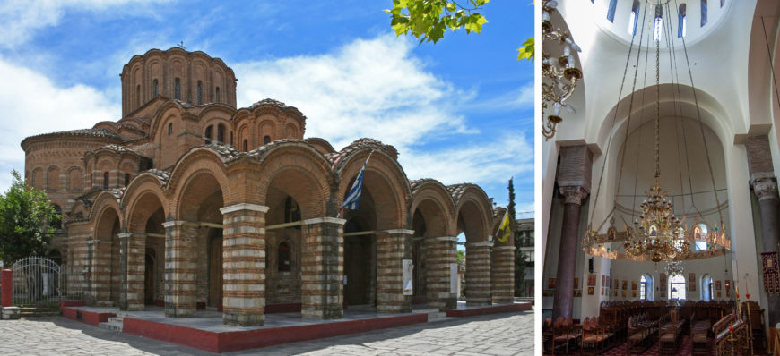 Profitis Elias, exterior (left) and view of north choros (right), c. 1360, Thessaloniki, Greece (left photo: Herbert Frank, CC BY 2.0; right photo: Evan Freeman CC BY-NC-SA 4.0)