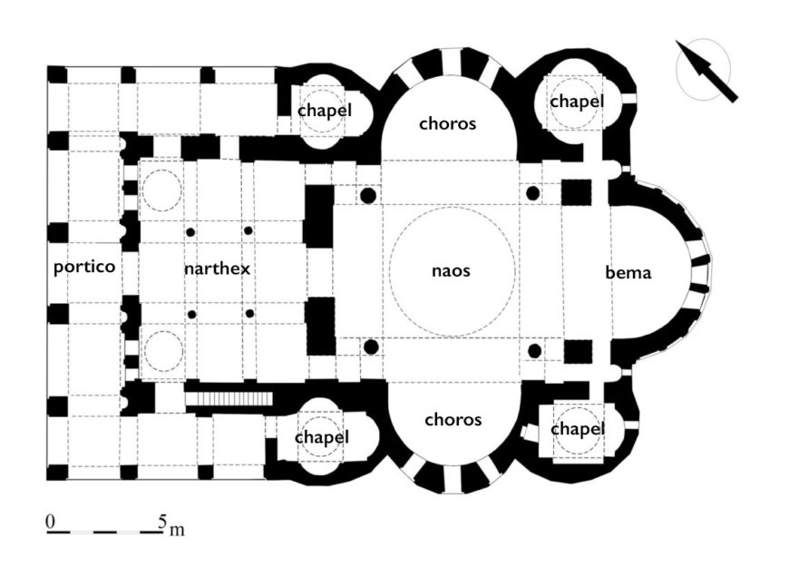 Annotated plan of Profitis Elias, Thessaloniki (adapted from plan: Archaeology Wiki, © Archive of the Ephorate of Antiquities of Thessaloniki City)