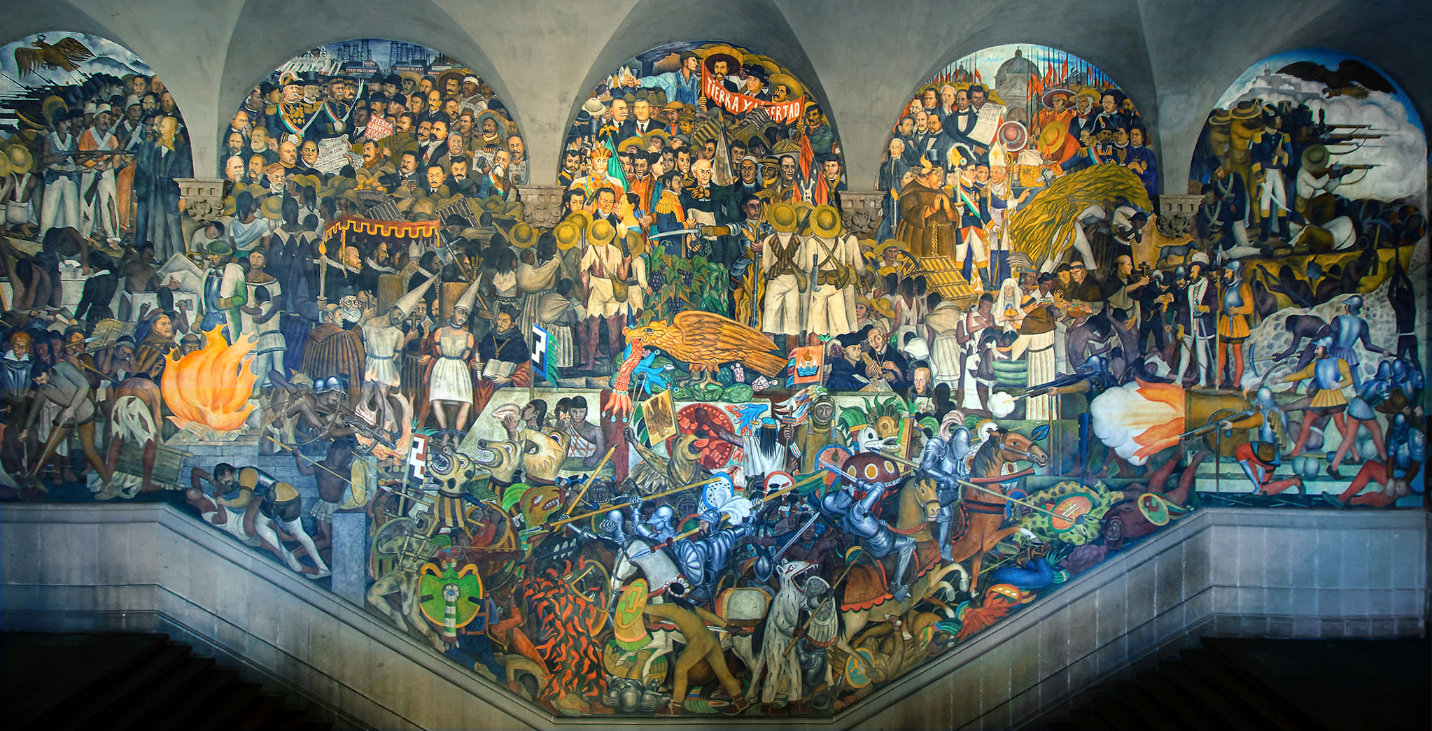 The History Of Mexico Diego Riveras Murals At The National Palace   RiveraHistoryWestWall 