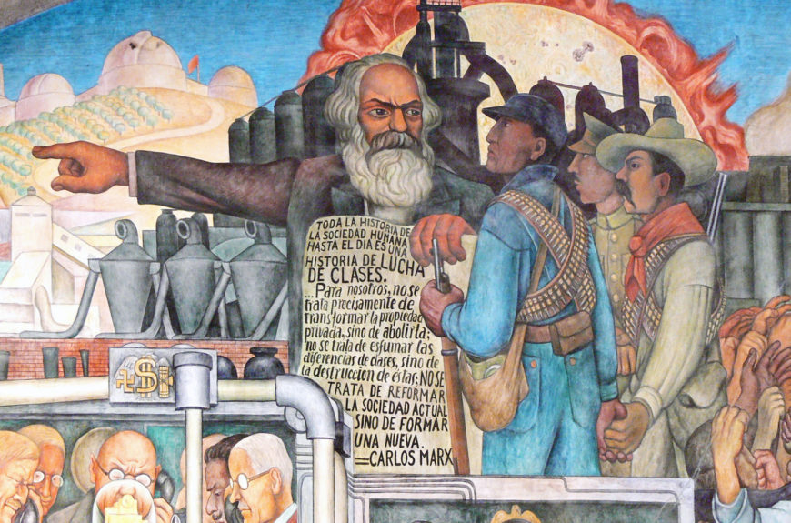Diego Rivera, “Mexico Today and Tomorrow,” detail featuring Karl Marx, History of Mexico murals, 1935, fresco, Palacio Nacional, Mexico City (photo: Wolfgang Sauber, CC BY-SA 3.0)