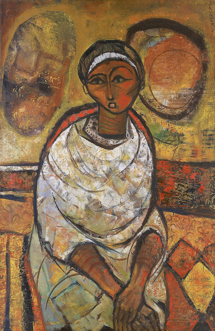 Skunder Boghossian, Hallucination, oil on canvas, 1961. 39 x 25 1/16 in. Gift of Merton Simpson in memory of Sylvia H. Williams, Smithsonian National Museum of African Art, 96-14-1