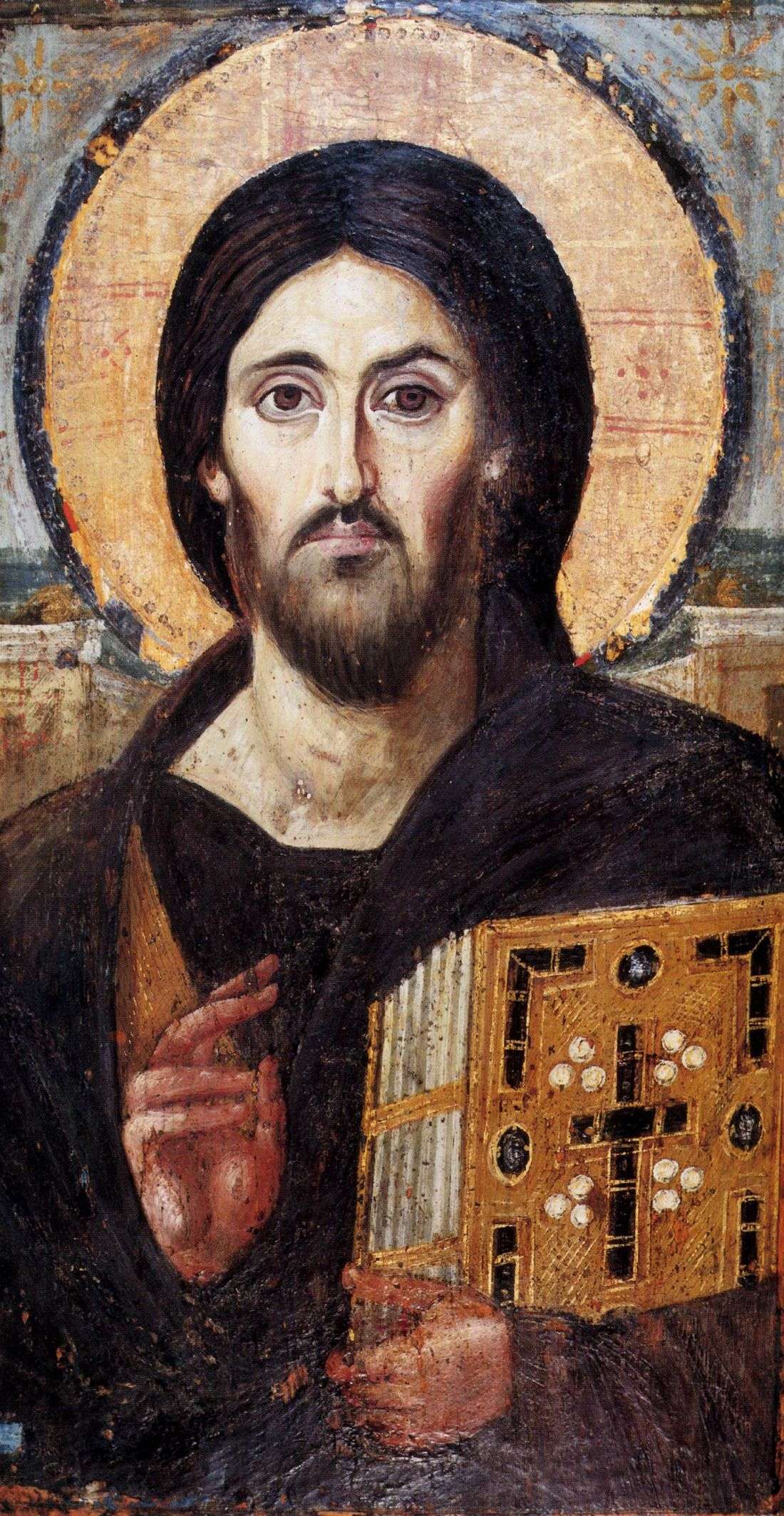 Christ Blessing, first half of the 6th century, encaustic on panel, 84 x 45.5 x 1.2 cm (The Holy Monastery of Saint Catherine, Sinai, Egypt)