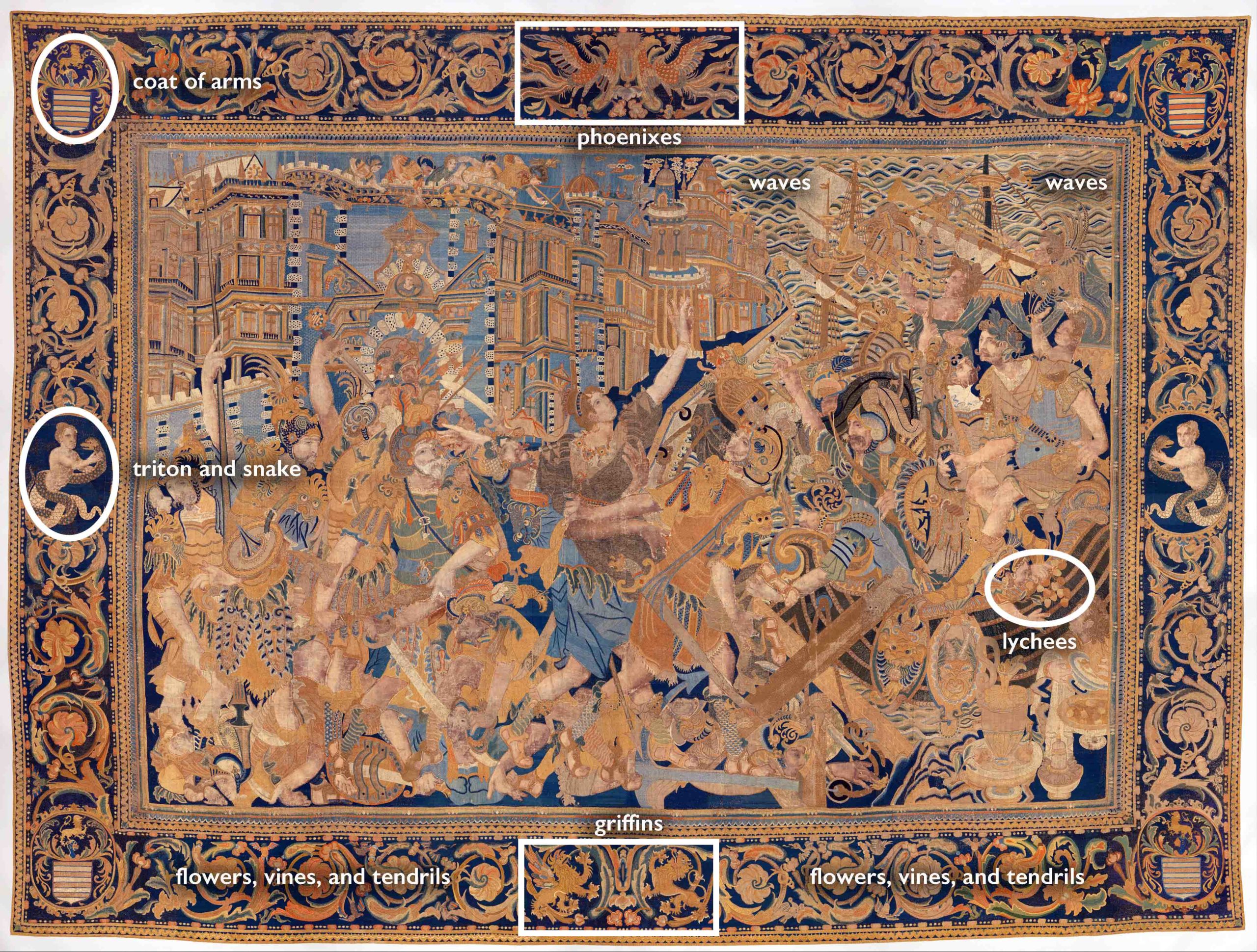 Art Wall Hanging Batik Tapestry Chinese Han Dynasty Hundreds of Animal  34x79" 