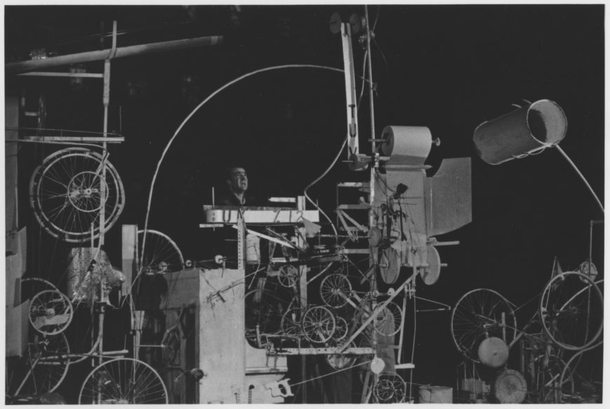 Jean Tinguely installing Homage to New York, 1960 (MoMA)