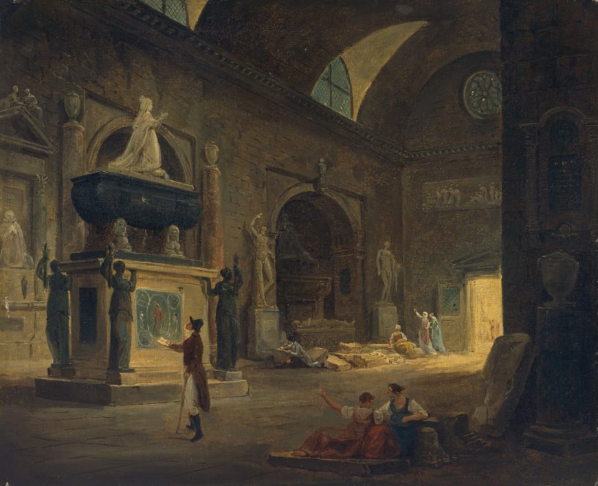 Hubert Robert, A Hall in the Museum of Monuments, 1800, oil on canvas, 38.5 x 46.0 cm (Kunsthalle, Bremen)