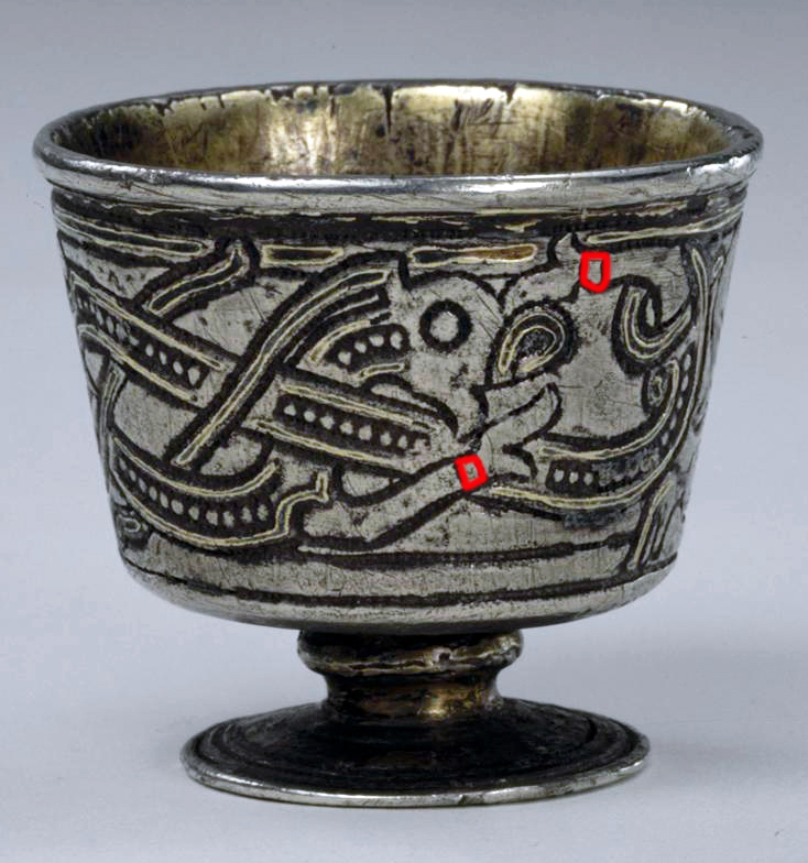 Silver Cup, 958/959, Jellinge style, found in Jelling, Jutland, Denmark (National Museum of Denmark)