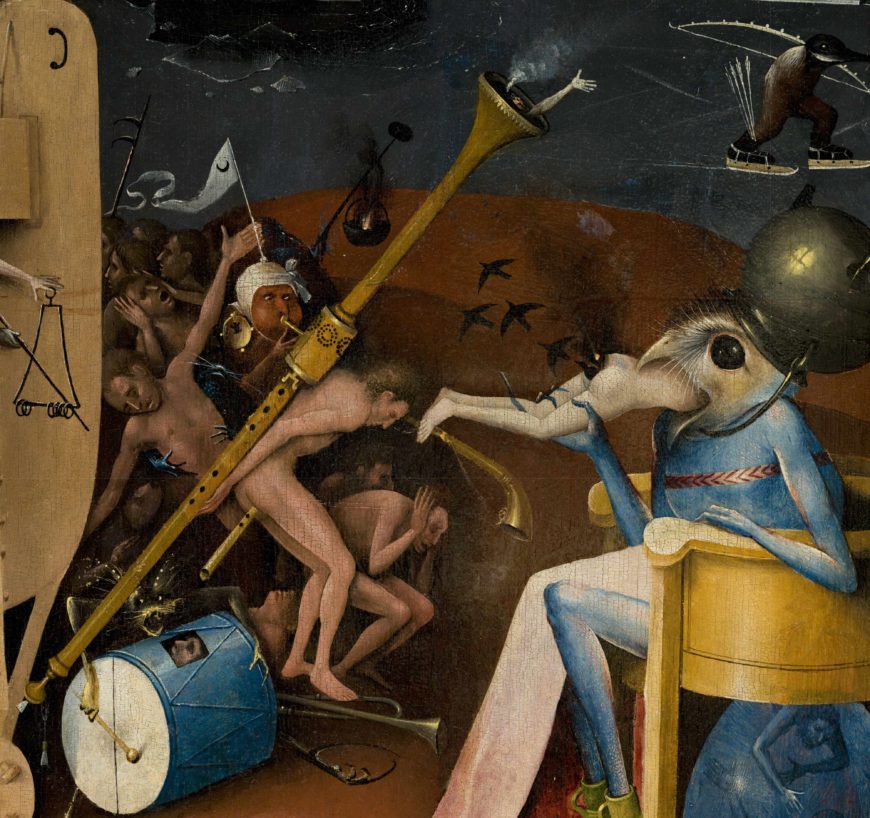 Hieronymus Bosch, The Garden of Earthly Delights Triptych, right wing (detail), c. 1490–1500, oil on panel (Museo del Prado, Madrid)