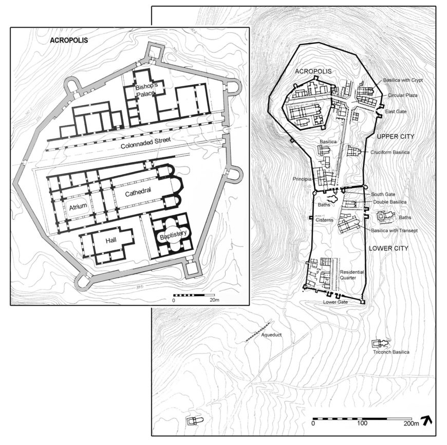 Caričin Grad (Iustiniana Prima) site plan, with detail of the acropolis (© Robert Ousterhout)