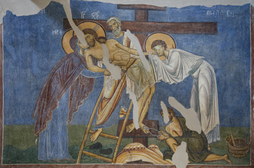 Deposition fresco, 1164, Saint Panteleimon, Gorno Nerezi, North Macedonia (photo: Byzantologist, CC BY-NC-SA 2.0)