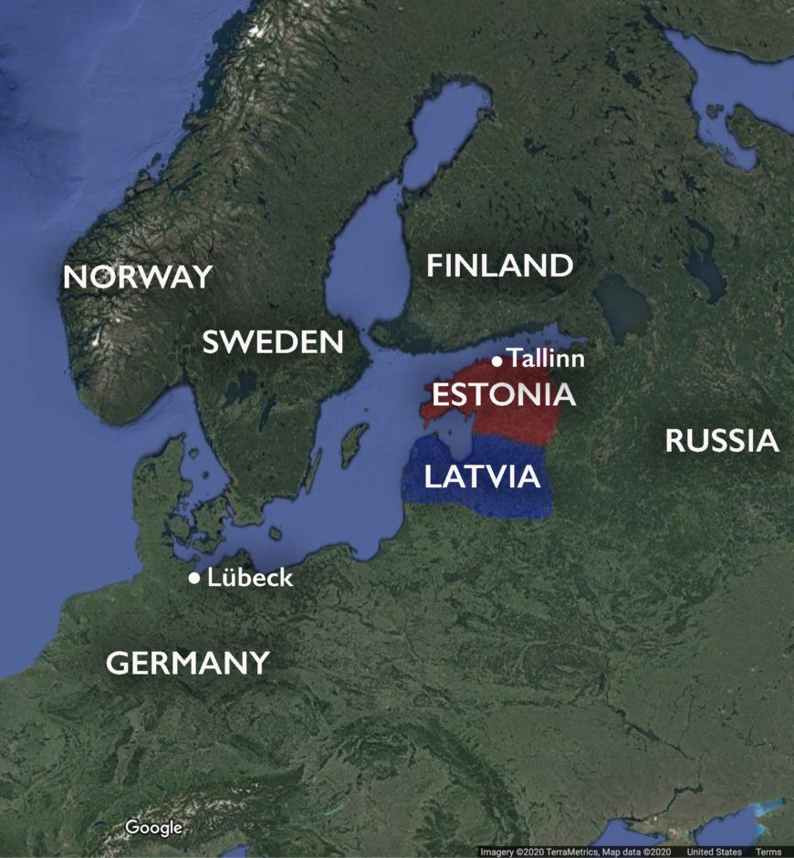 Map of Estonia with the city of Tallinn (underlying map © Google)