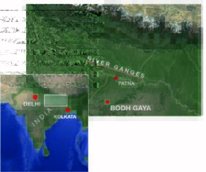 Map showing the location of Bodh Gaya