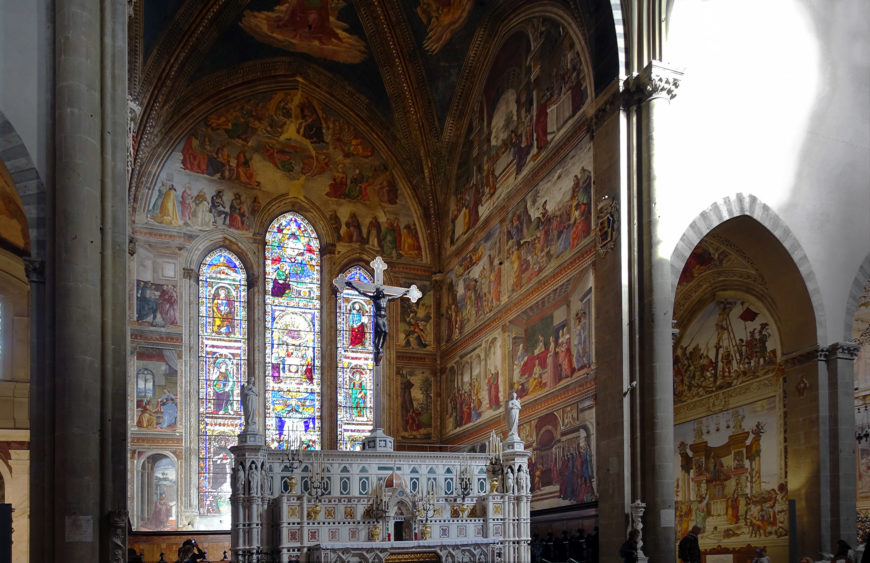 View down the nave of Santa Maria Novella, looking toward the Tornabuoni Chapel (photo: Steven Zucker, CC BY-NC-SA 2.0)